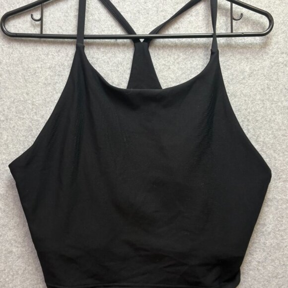 Old navy active power soft crop top built in bra solid black super stretch - Picture 1 of 5